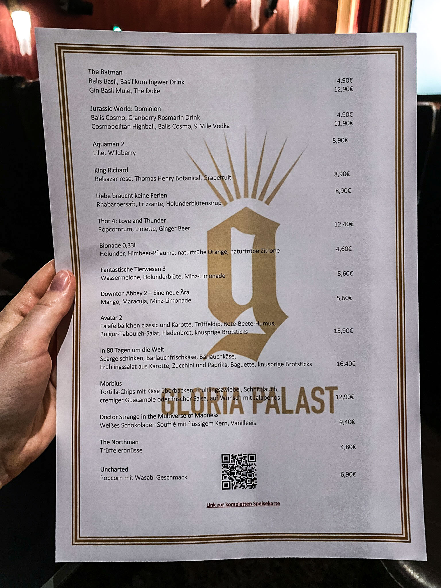 Gloria Palast Spezial Menü